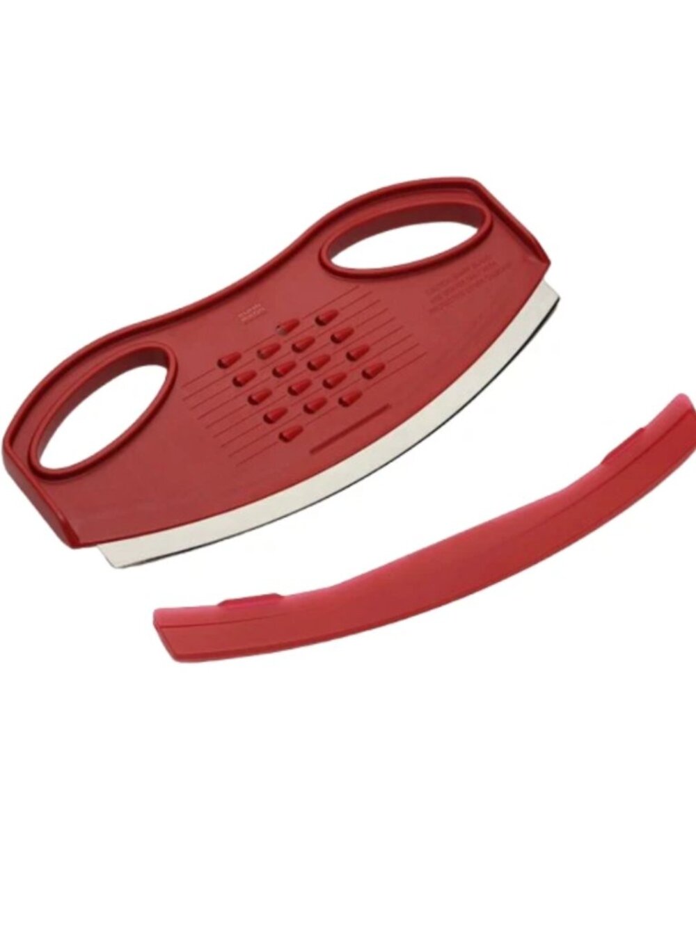 Kuhn Rikon XL Pizza Mezzaluna Knife & Grater with Sheath K51500 NEW RED